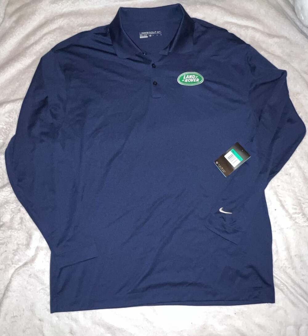 Nike Golf Land Rover Long Sleeve Polo Size XL Navy Dri-FIT